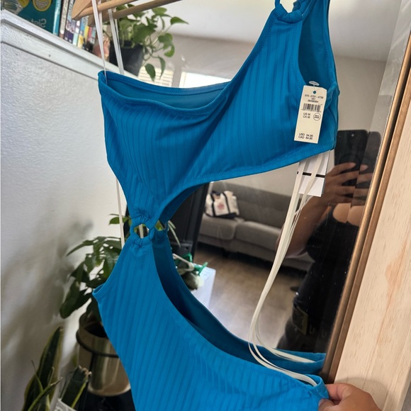 NWT Aerie Wide Rib Cut Out One Shoulder Ring One Piece Swimsuit - Picture 4 of 7